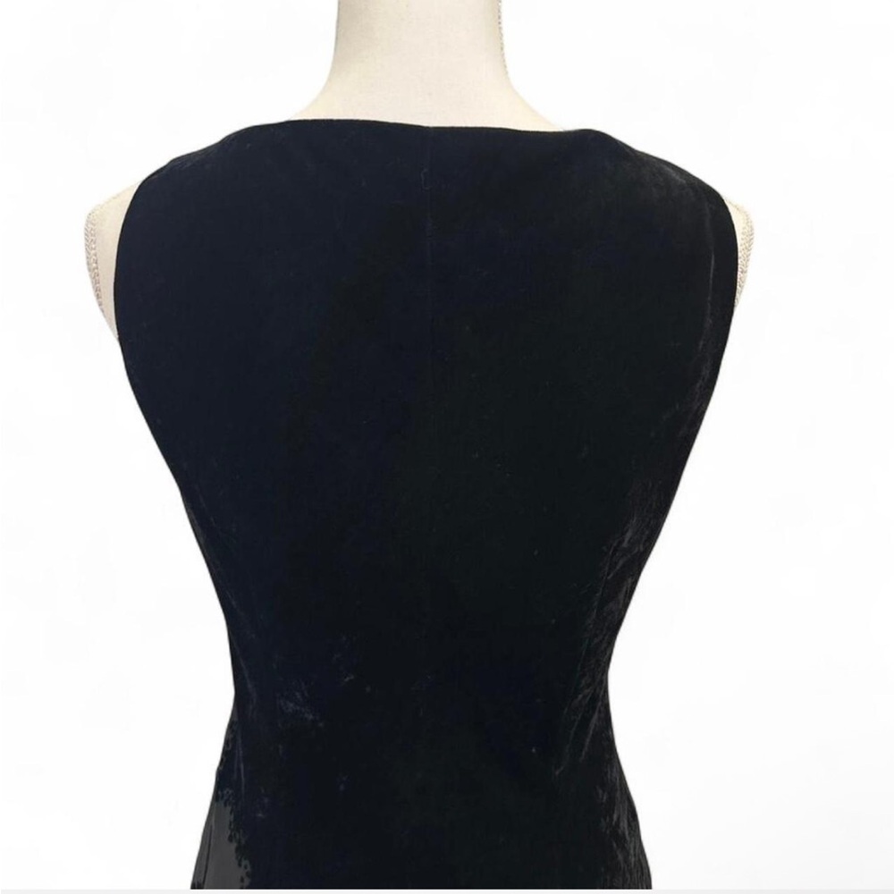 Vintage Evan Picone Black Velvet Cowl Neck Floral Midi Dress - Picture 4 of 7
